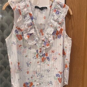 Veronica Beard Floral Striped Sleeveless Top